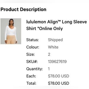 Lululemon Align long sleeve top